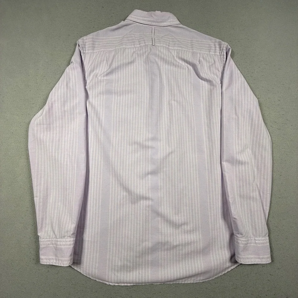 Banana Republic Mens Purple White Check Cotton Button Down Shirt Long Sleeve M